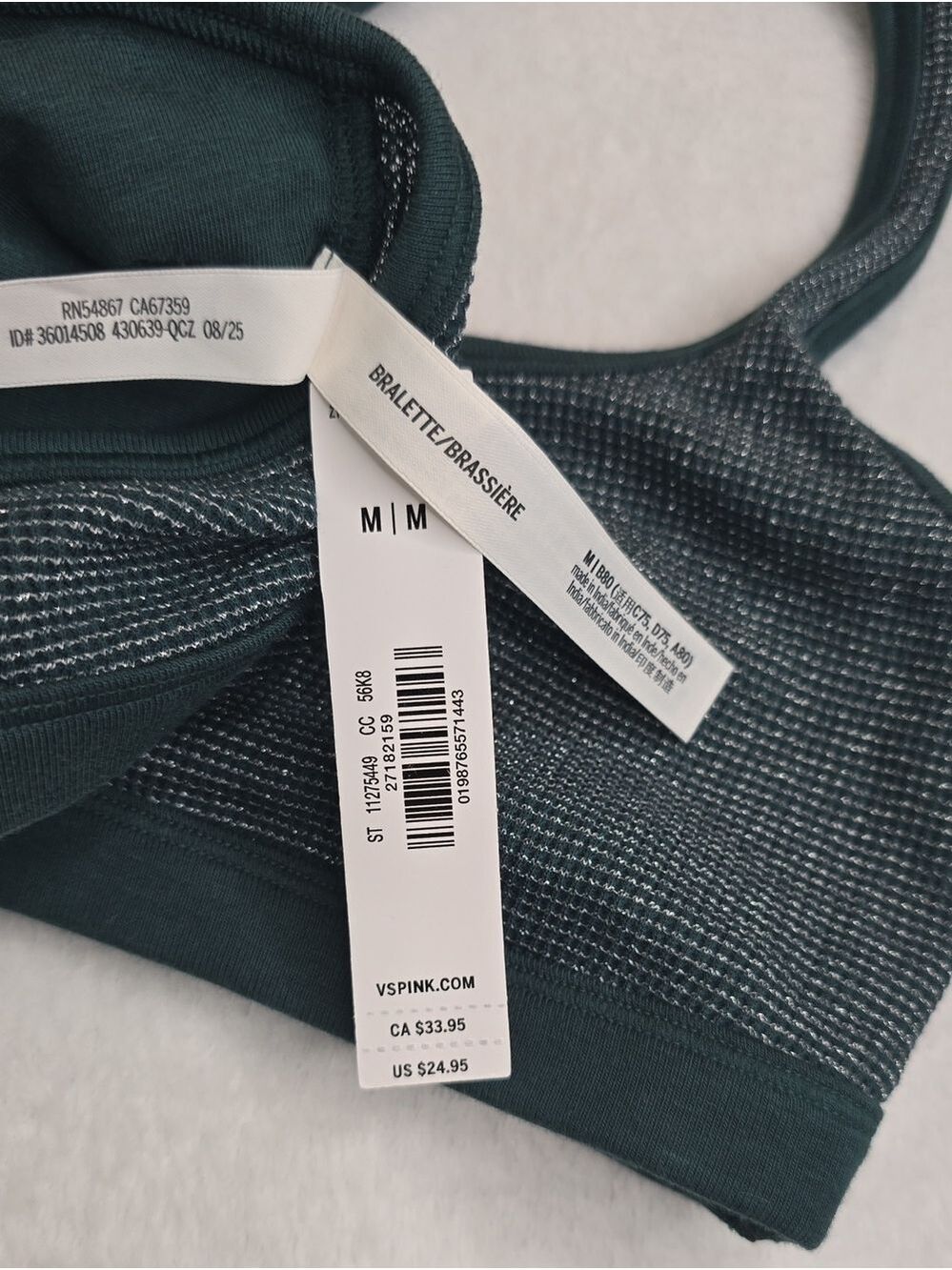 VS PINK Cotton Dorm Unlined Racerback Bralette Sz Med NWT - Picture 5 of 6